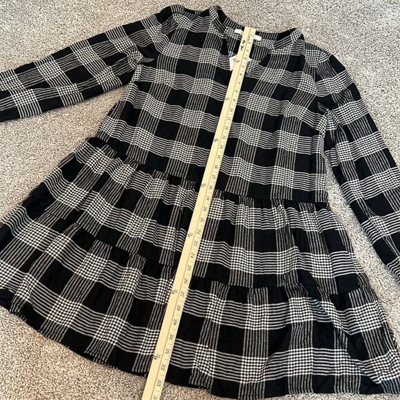 NWT LOFT‎ Black White Petite Plaid Puff Sleeve Swing Dress Size 4 NEW Preppy - Picture 14 of 16